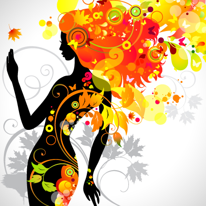 fall floral girl design vector graphic