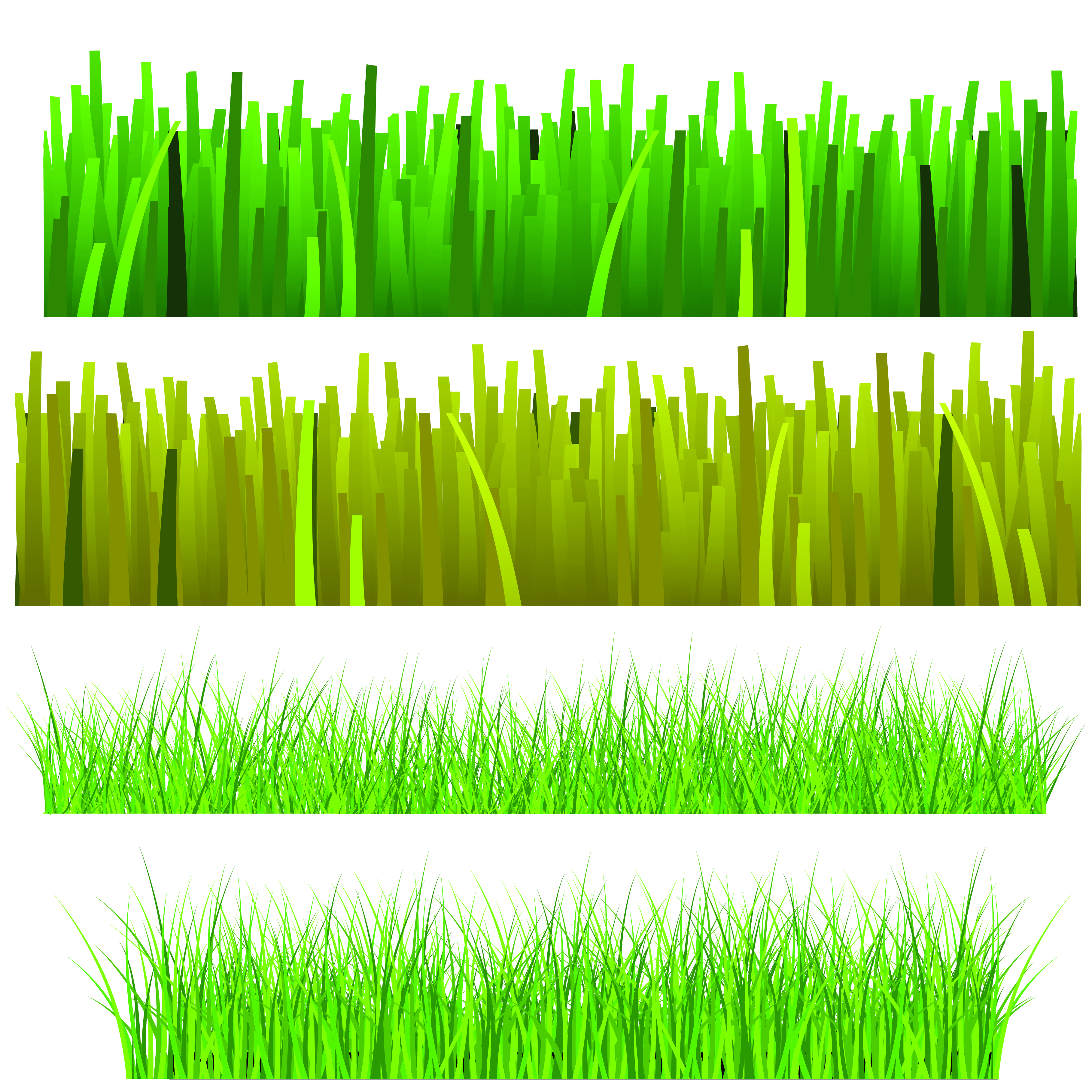 vector green grass elements set