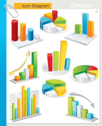 set of diagram icons vector