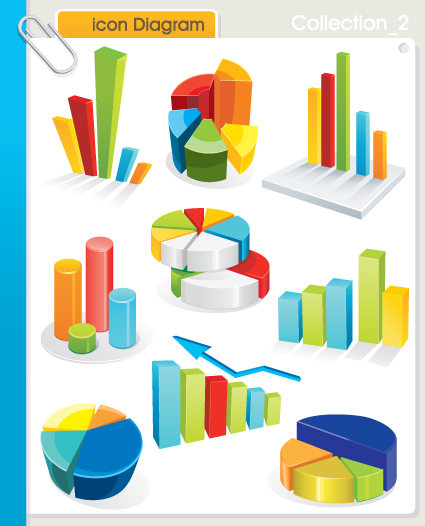 set of diagram icons vector