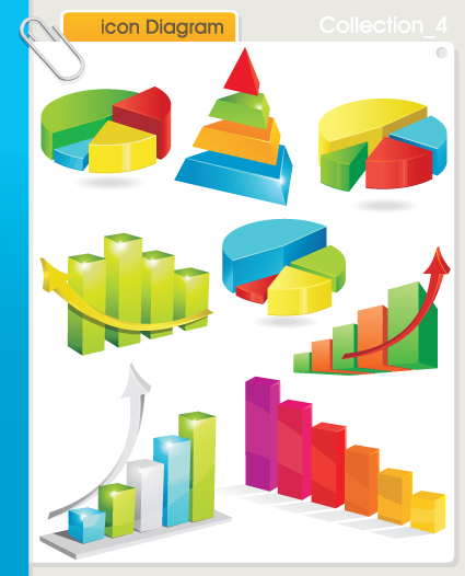 set of diagram icons vector