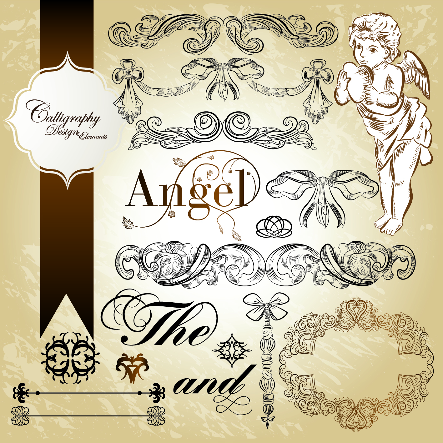 antique decor design elements vector