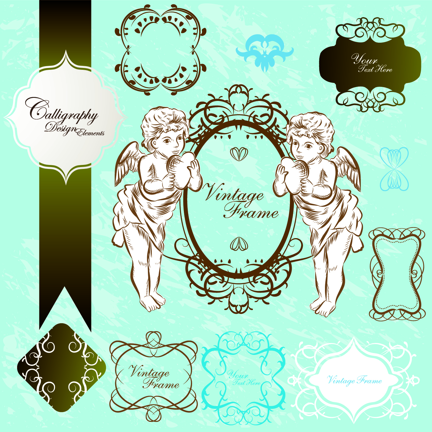 antique decor design elements vector