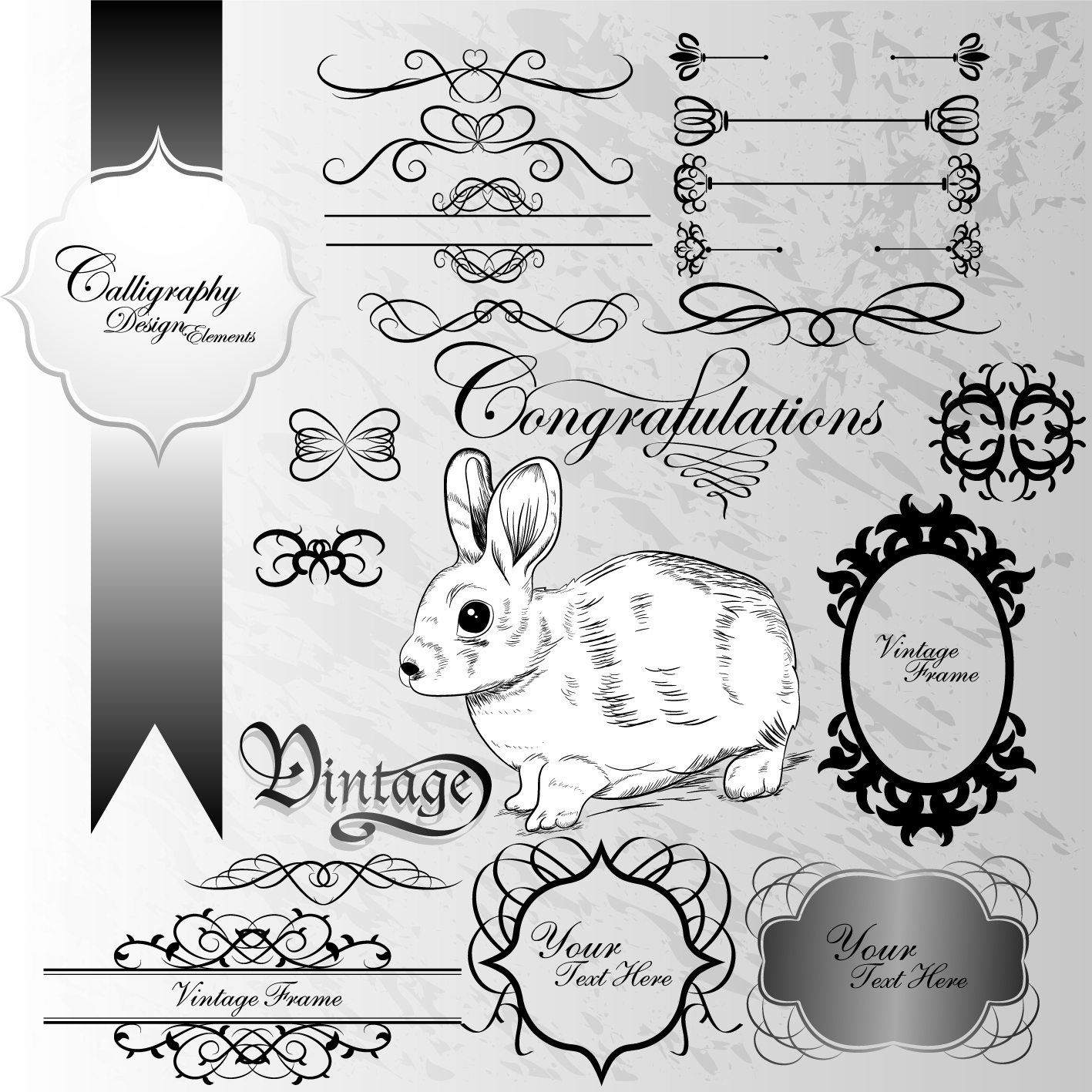 antique decor design elements vector