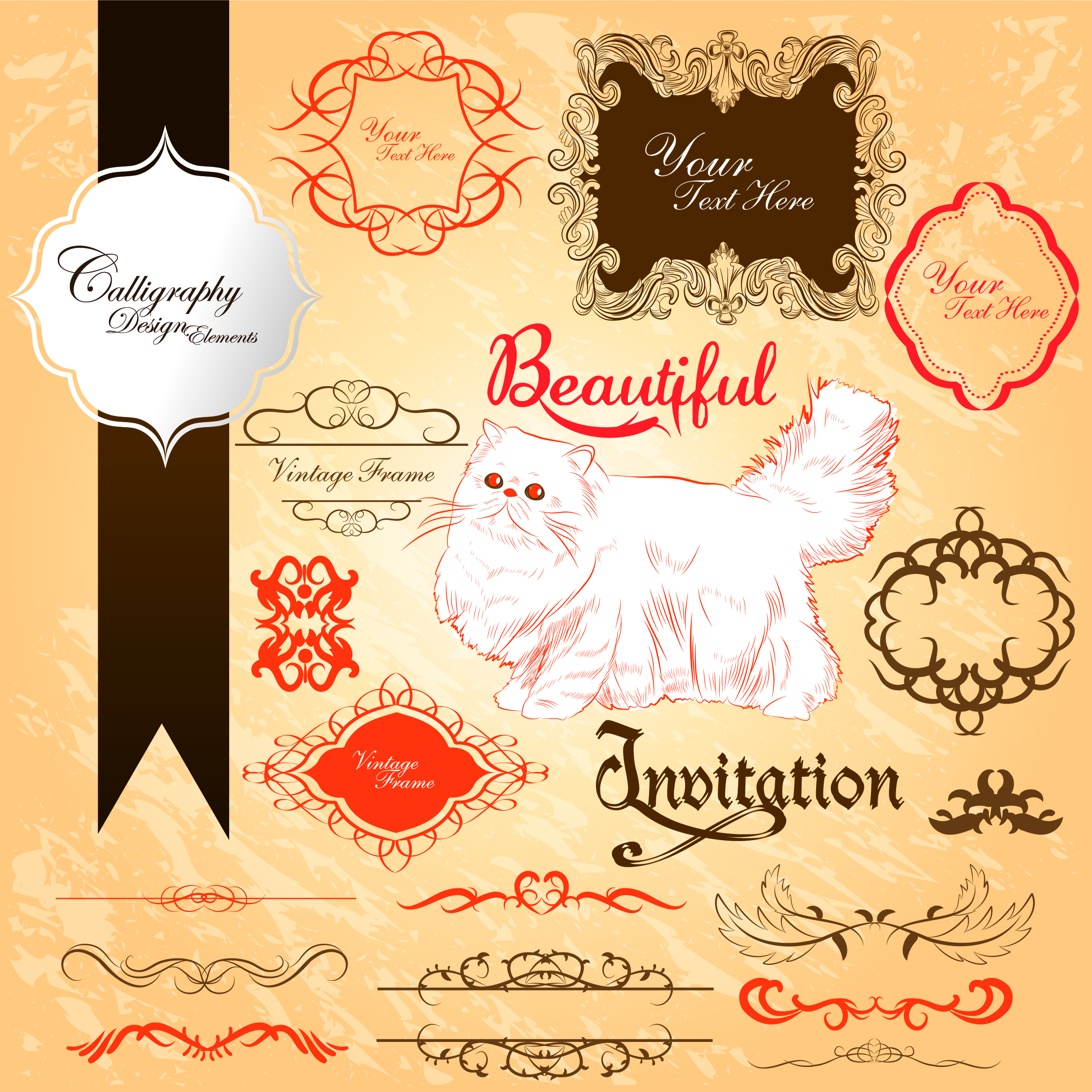 antique decor design elements vector