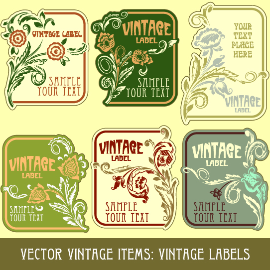 vintage label art design vector set