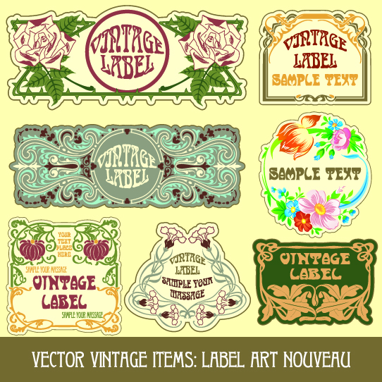 vintage label art design vector set