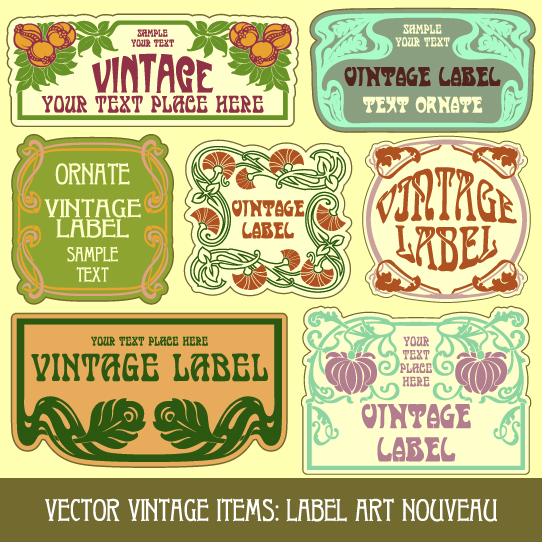 vintage label art design vector set