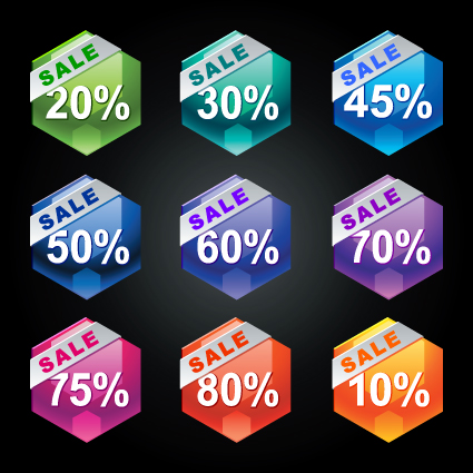 shiny sticker discount design vector graphic