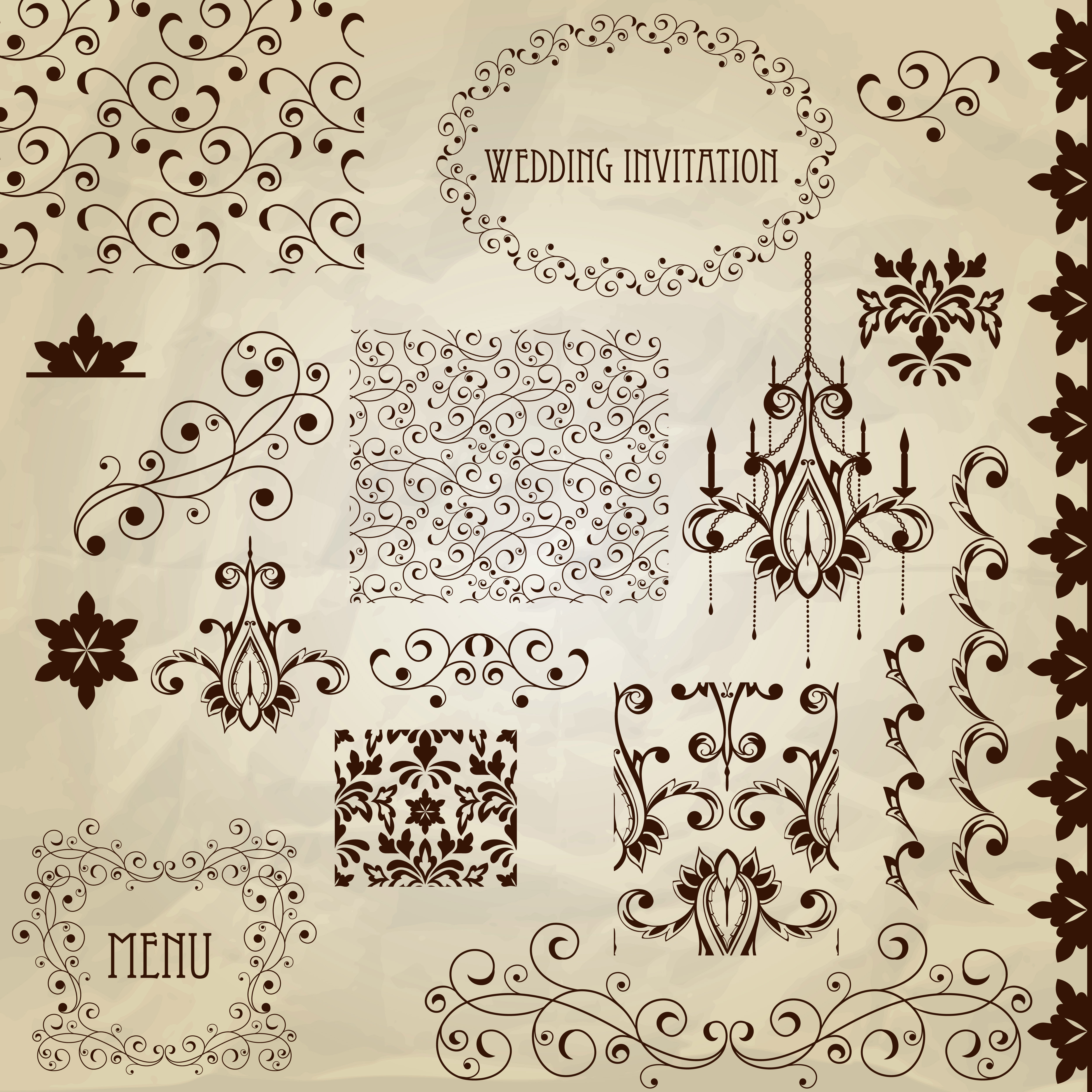 vintage floral accessories and borders vector