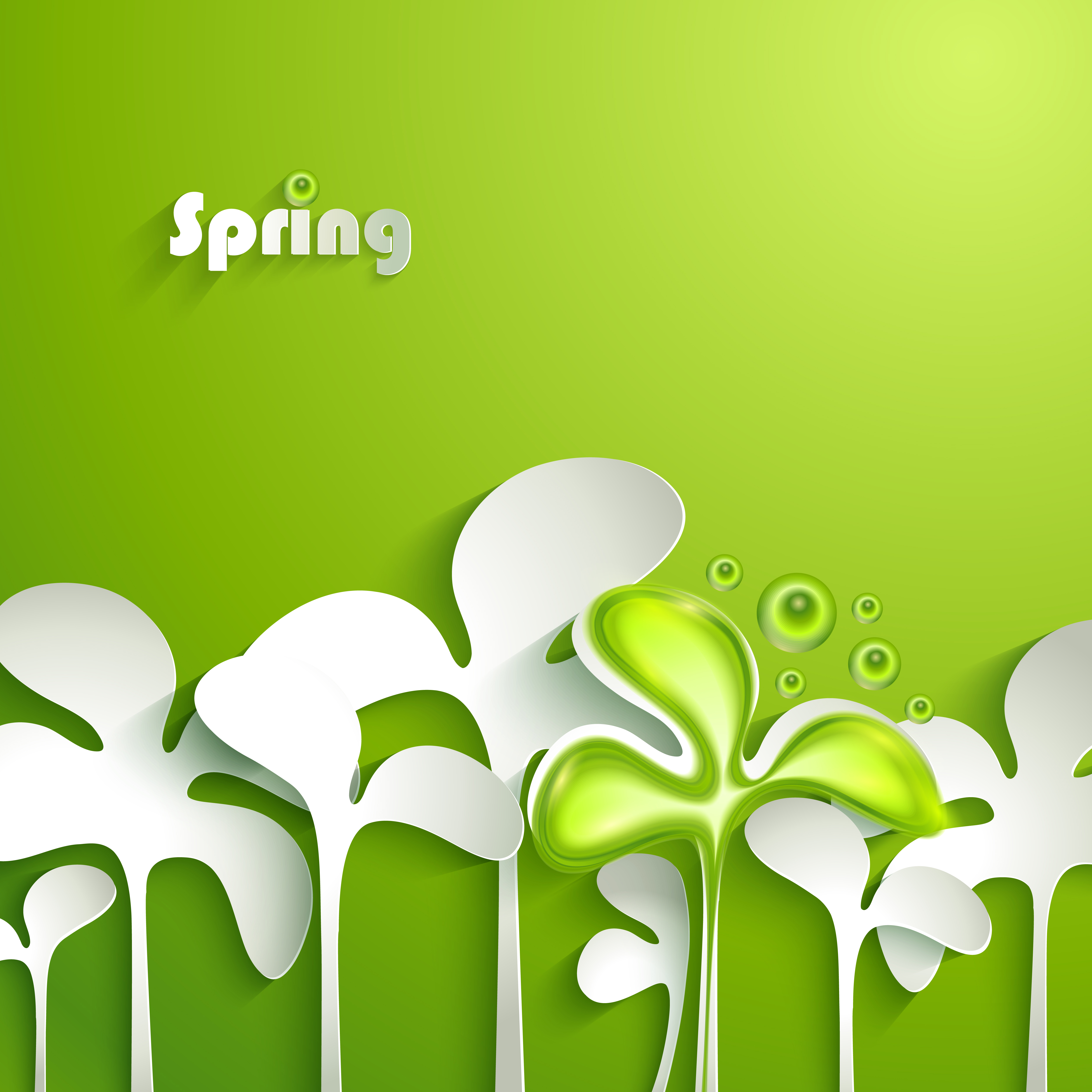 paper cut spring elements background vector