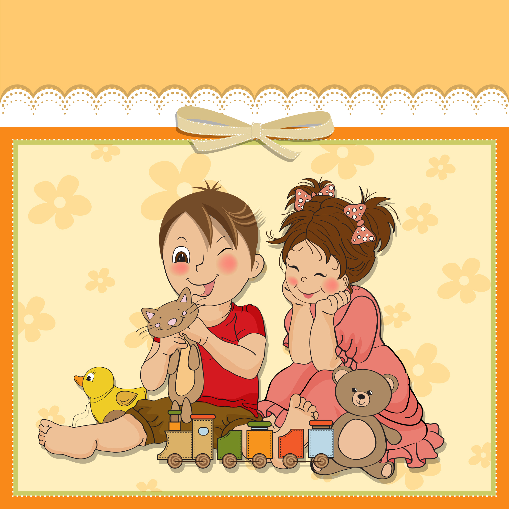 cute child style card vector graphics