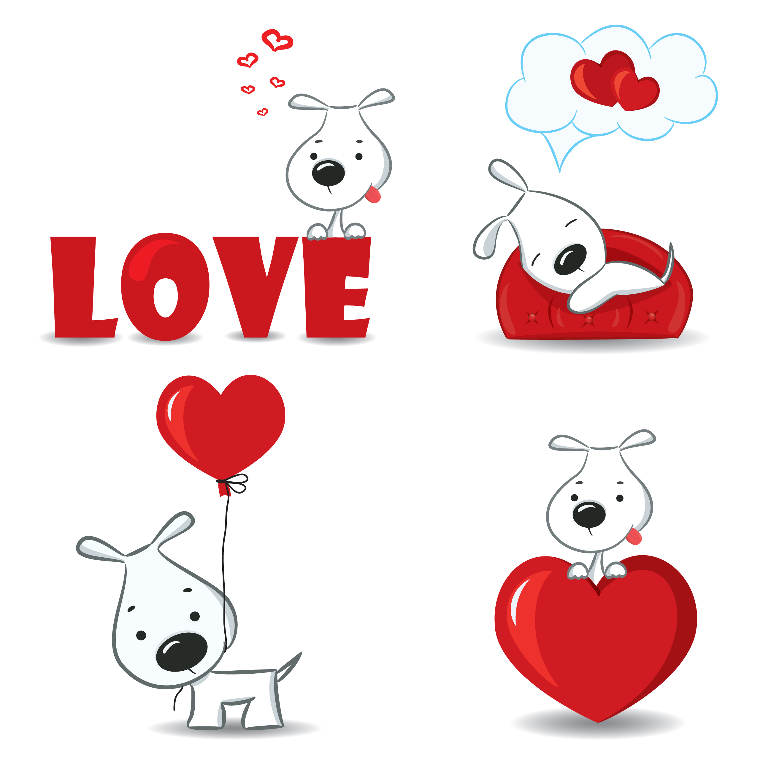 set of funny valentine card vector graphics