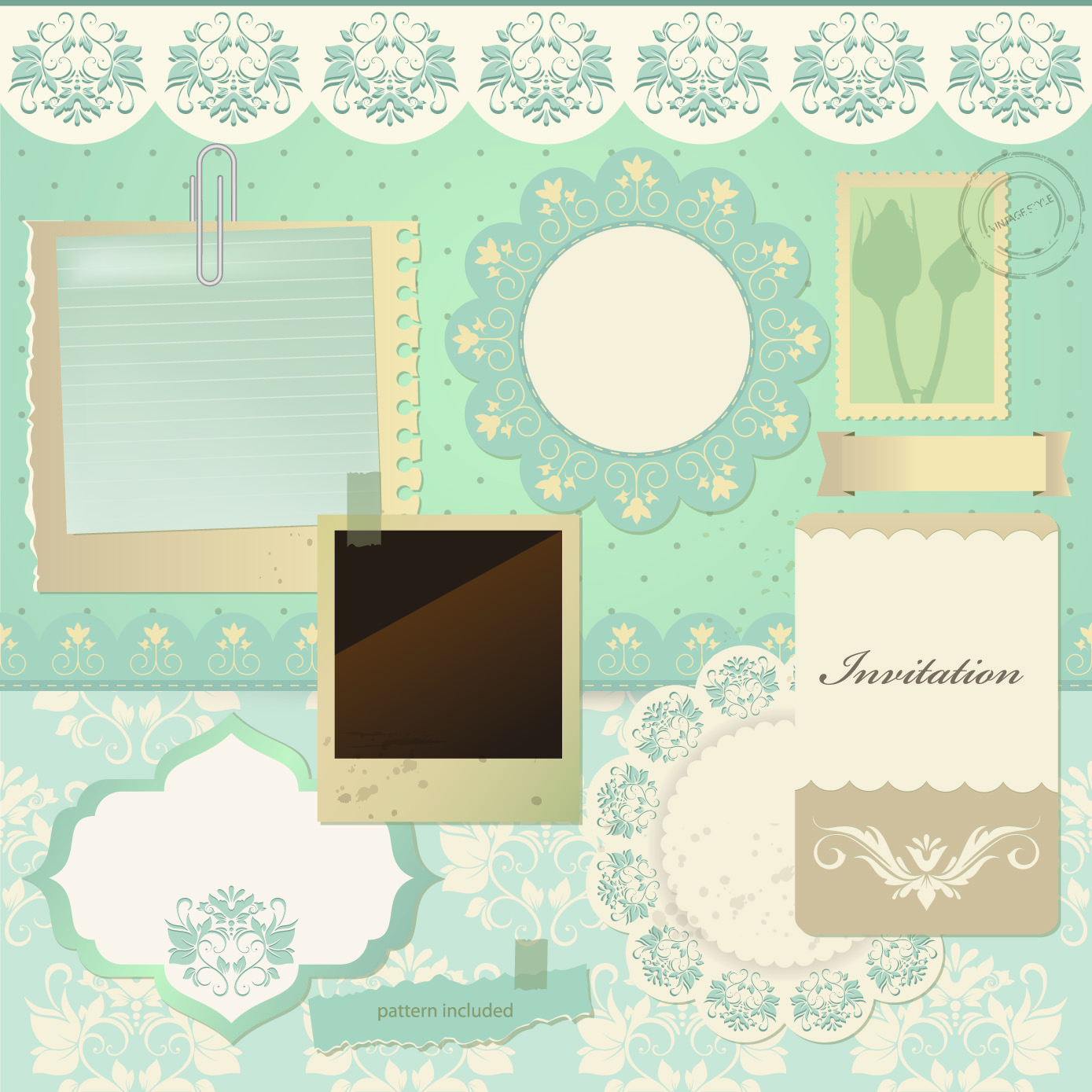 vintage paper with lace vector