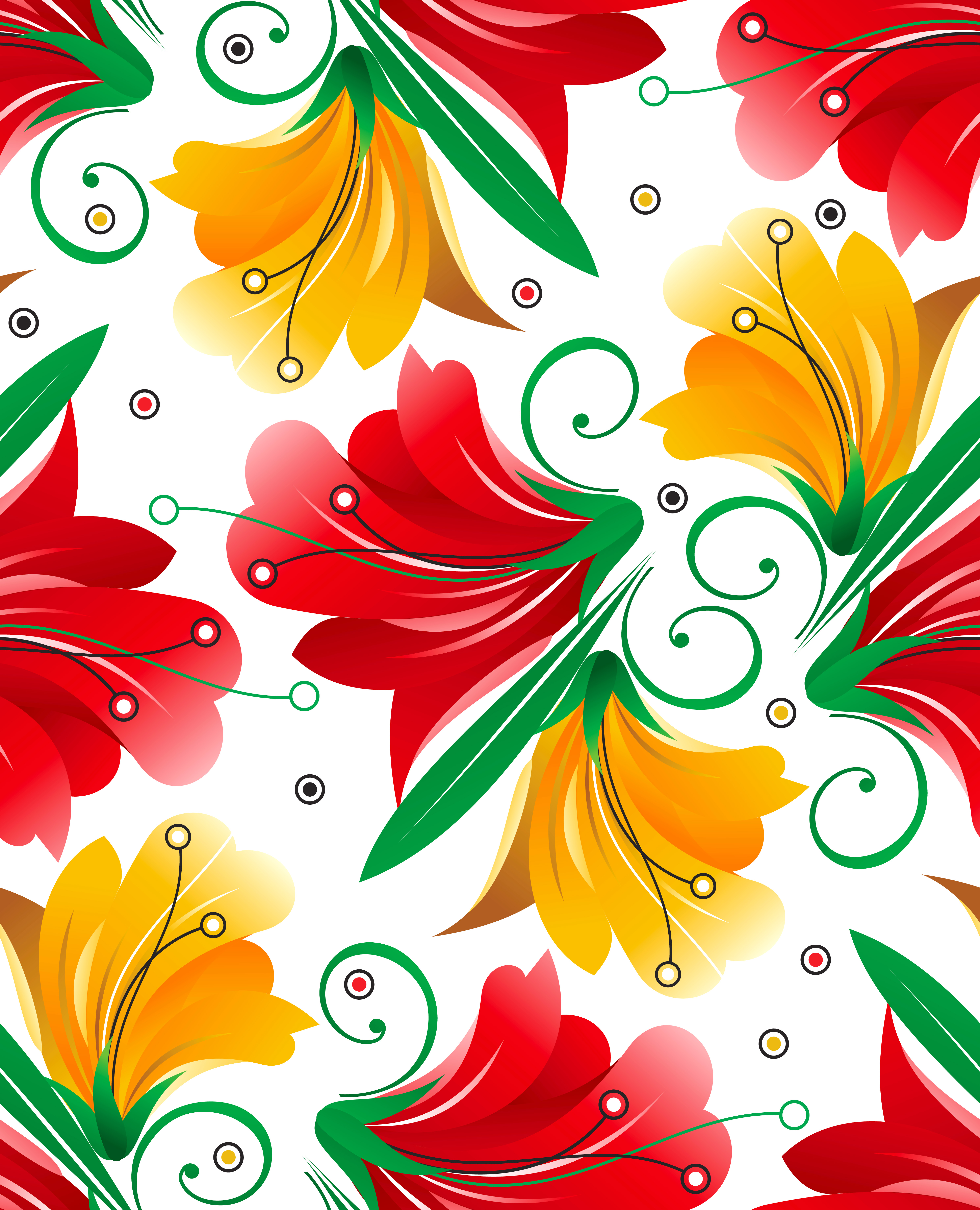 vector set of spring flowers pattern