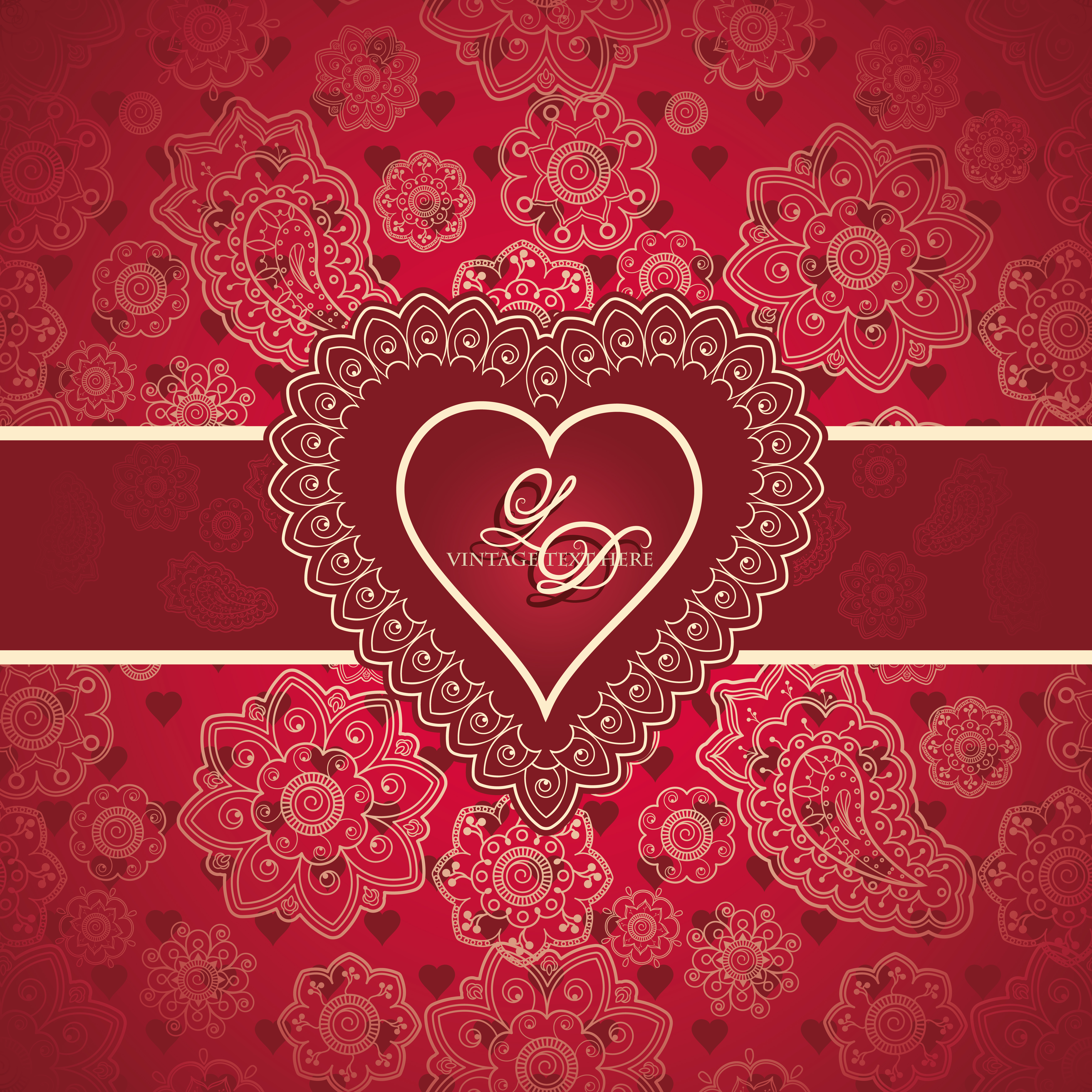 red style heart with valentine day vector