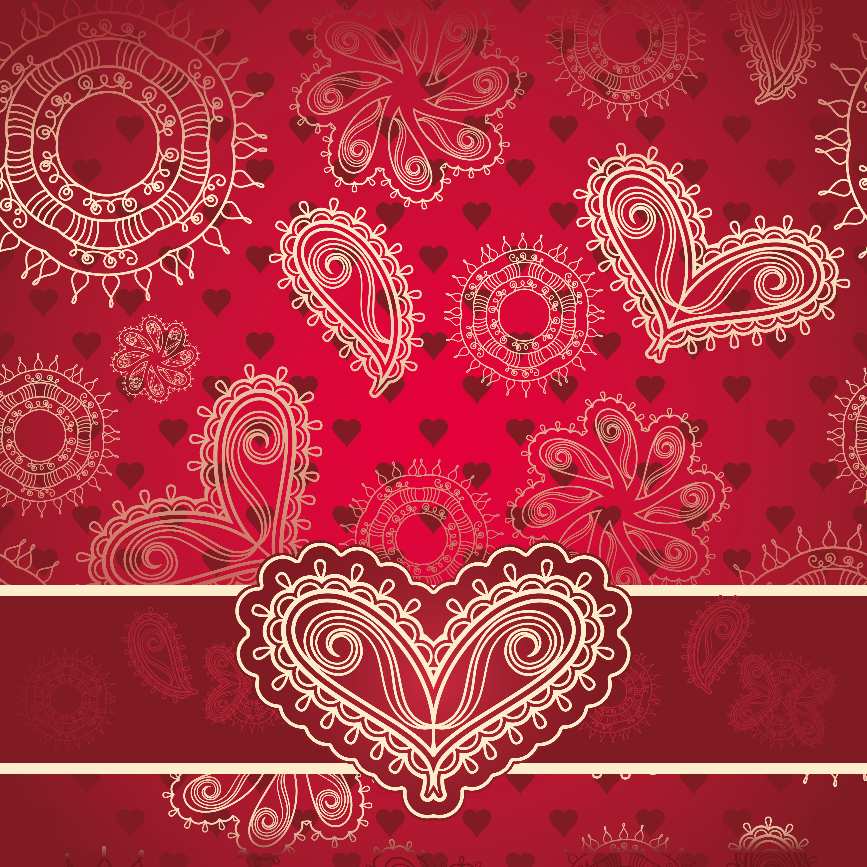 red style heart with valentine day vector