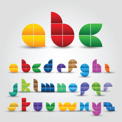 creative colorful decorative alphabet vector graphics