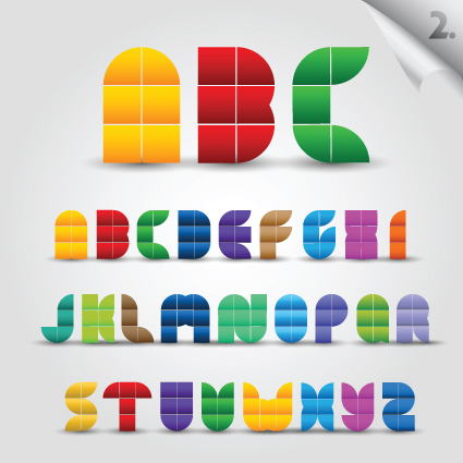 creative colorful decorative alphabet vector graphics