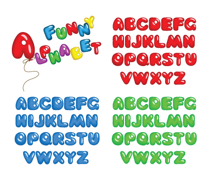 various bright colored alphabet design vector set