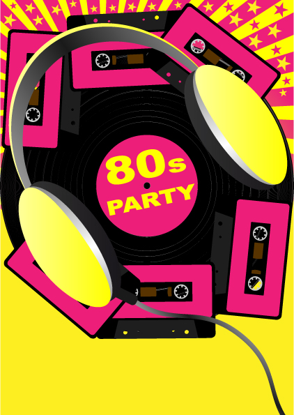 elements of musics party flyer design vector