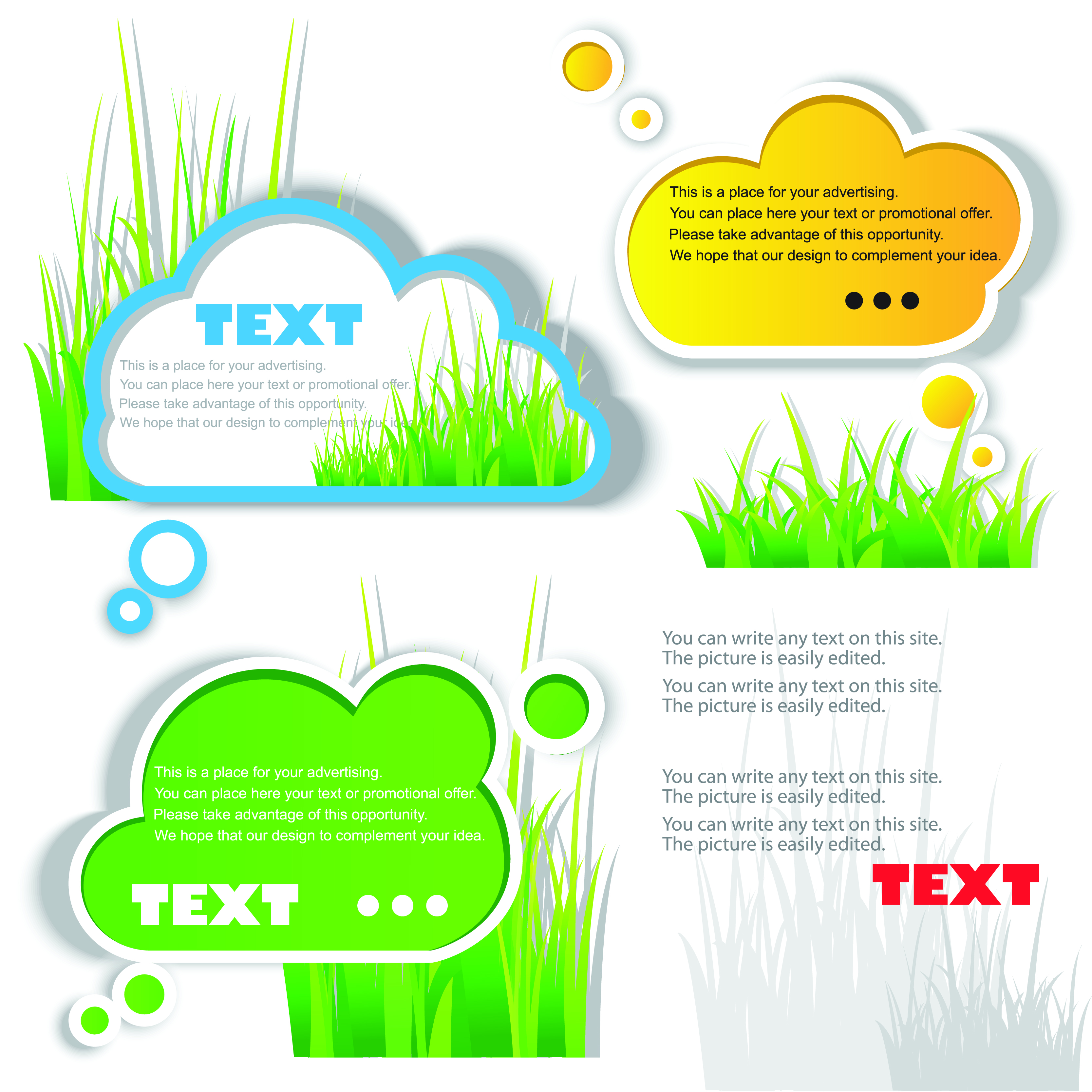 green grass with cloud for text vector