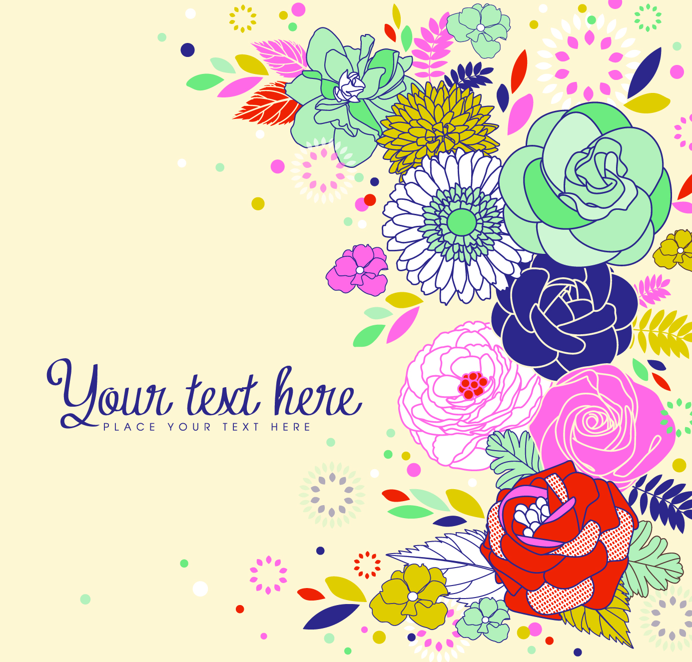 hand drawn floral cards art design vector