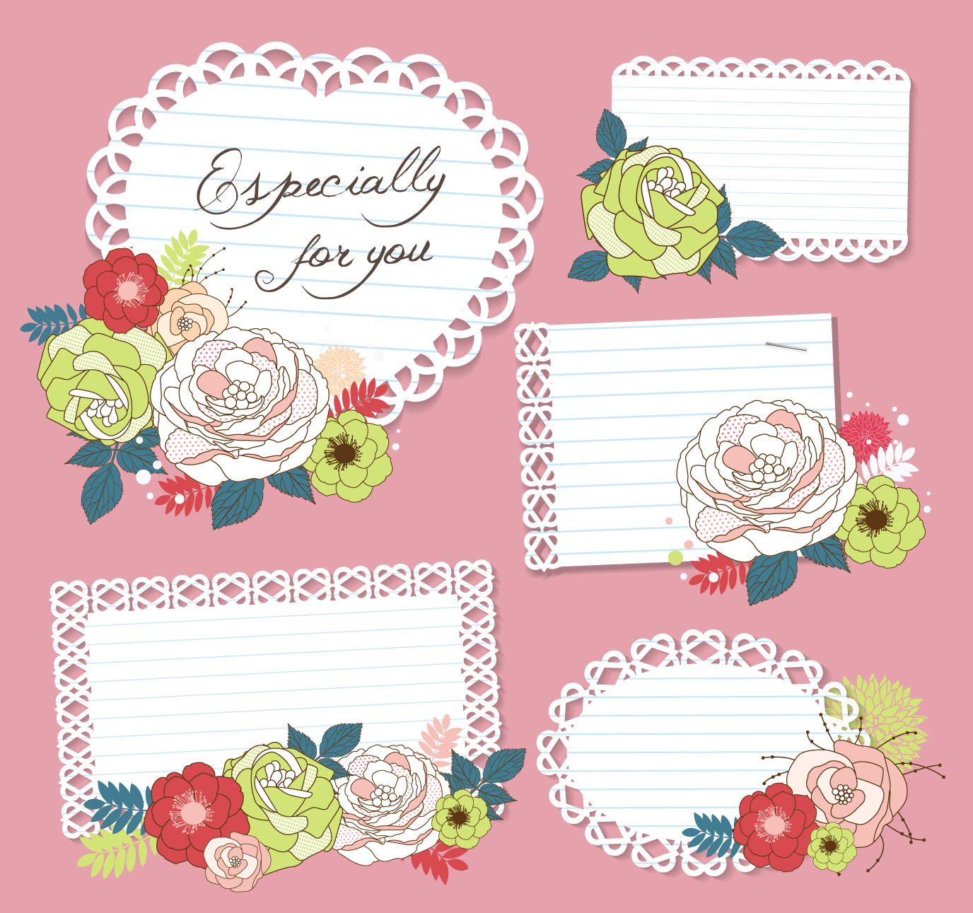 hand drawn floral cards art design vector