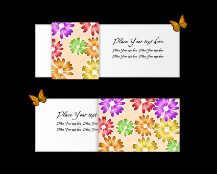 vector set of flowers business card design