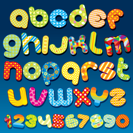 cute original alphabet set vector