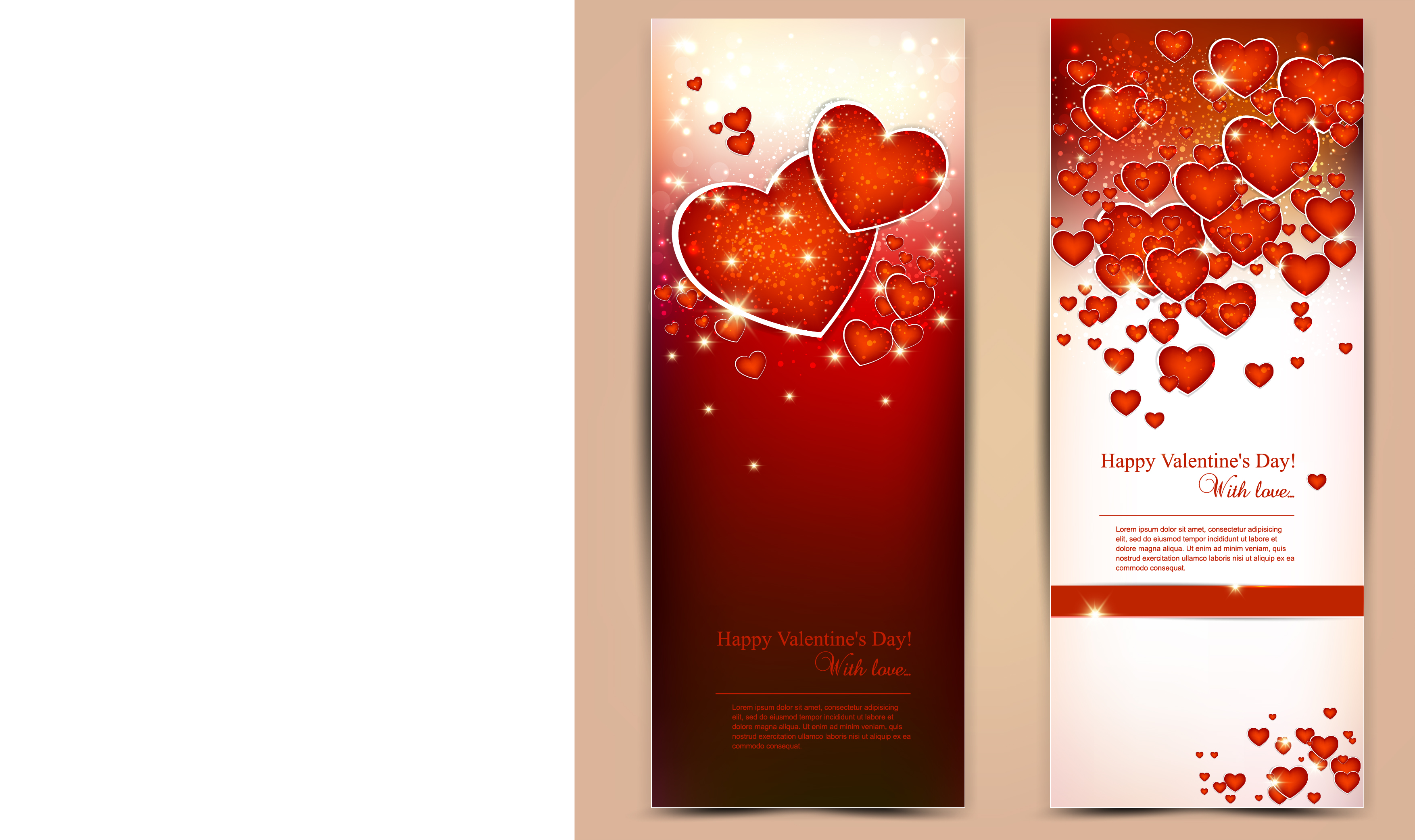 red style valentine cards design elements vector