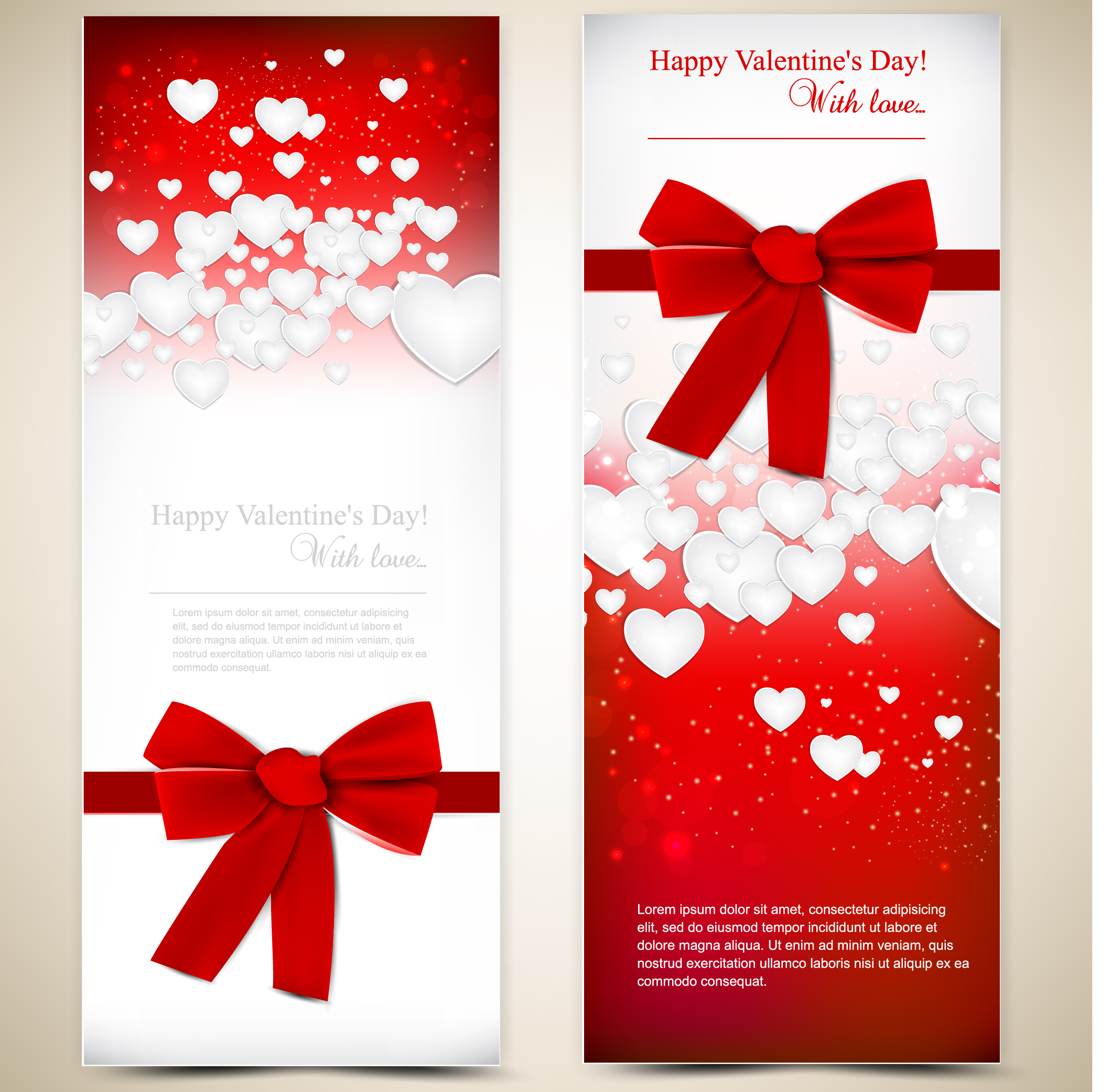 red style valentine cards design elements vector