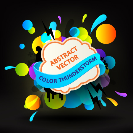 bright colored elements and labels vector