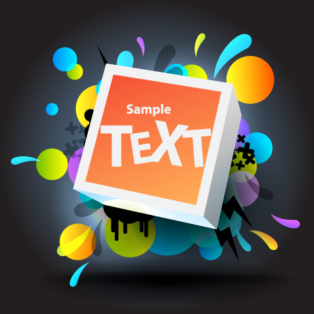 bright colored elements and labels vector