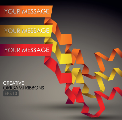 colorful origami ribbons design vector graphics