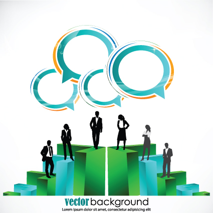 set of business talk vector backgrounds art