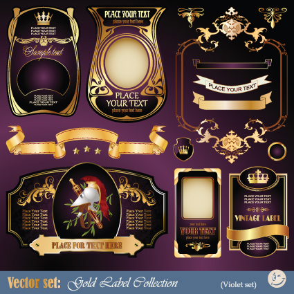 gold label with retro style vector set