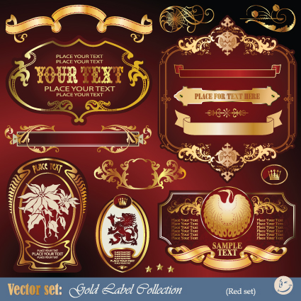 gold label with retro style vector set