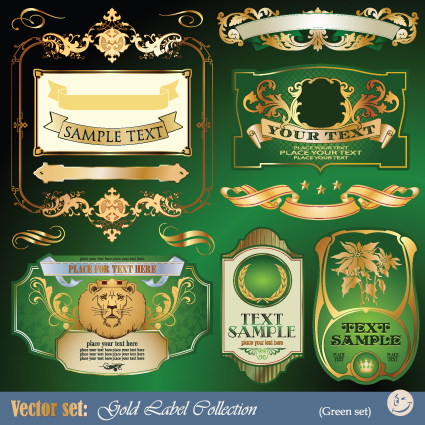 gold label with retro style vector set