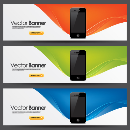 elements of colored banner design vector