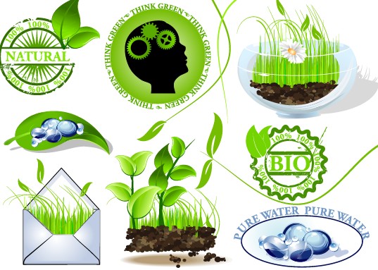 set of creative ecology labels vector graphics