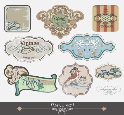 set of retro and vintage label vector graphics