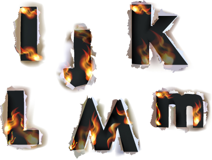 different alphabet fire paper vector