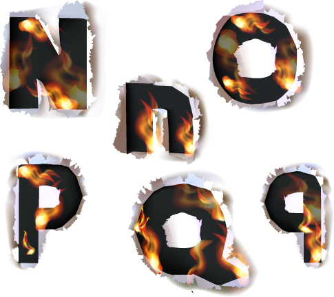 different alphabet fire paper vector