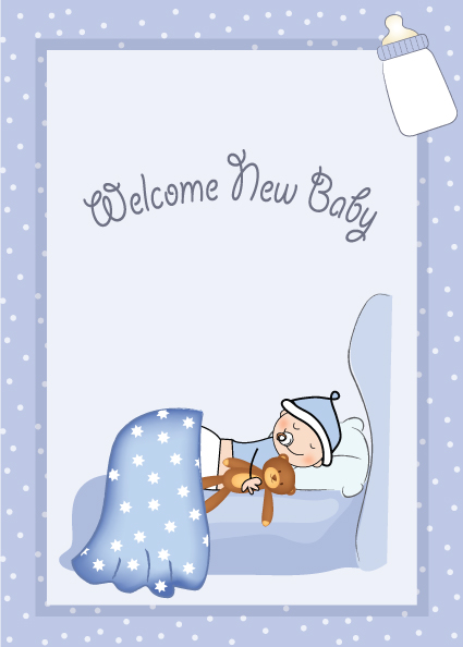 cute baby style postcard design vector