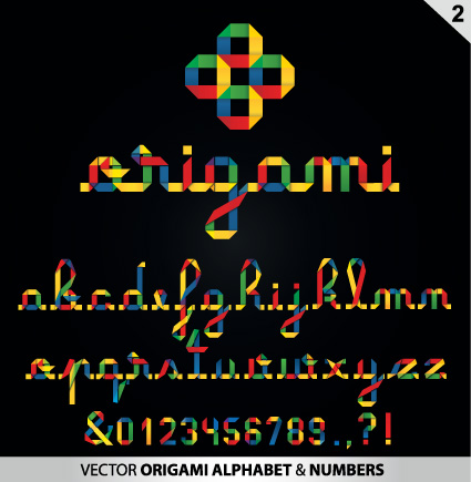 set of colorful alphabet and numbers design vector