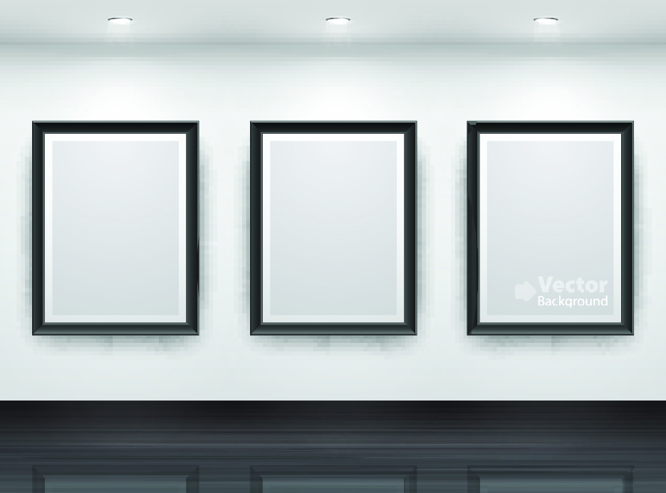 vector of interior gallery backgrounds set