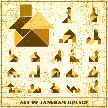 set of various tangram figure vector