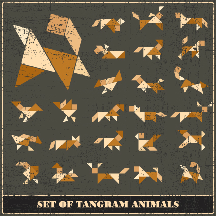 set of various tangram figure vector