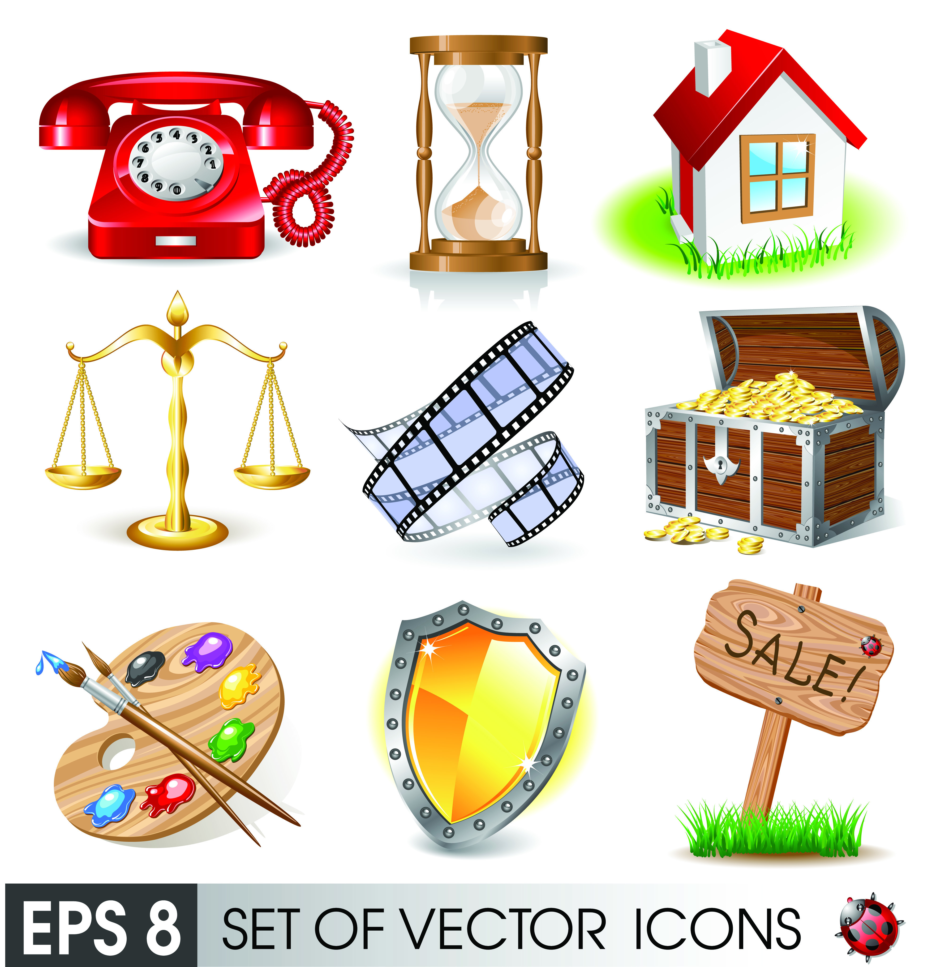 various 3d icons mix vector graphics